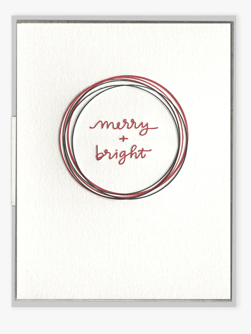 Merry Bright Letterpress Greeting Card - Circle, HD Png Download, Free Download