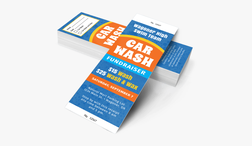 Blue Car Wash Fundraiser Ticket Template Preview - Graphic Design, HD Png Download, Free Download