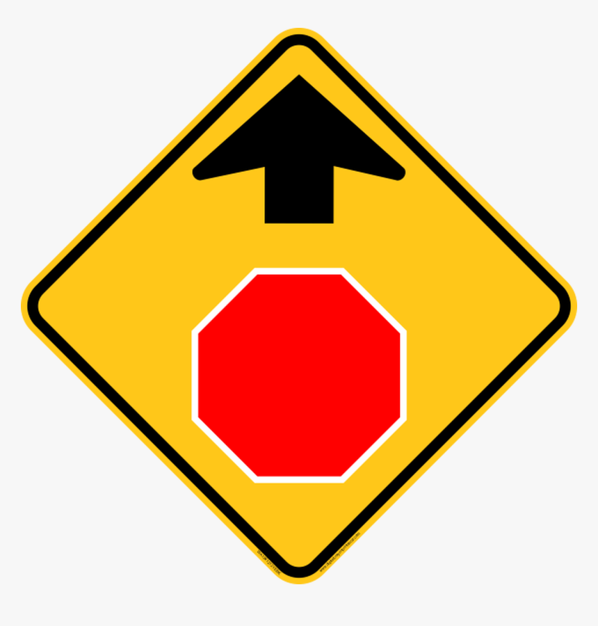 Stop Ahead Icon Warning Trail Sign - Stop Sign Ahead Road Sign, HD Png Download, Free Download