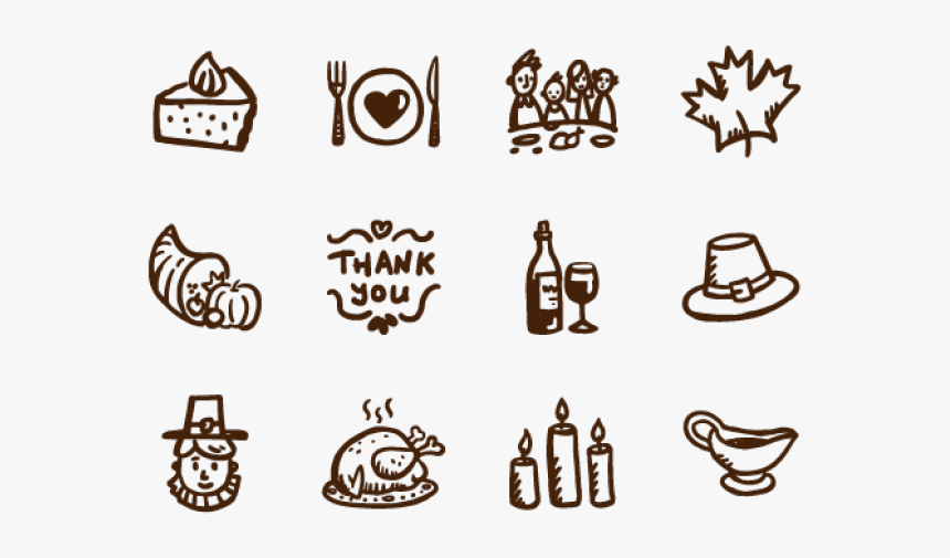 Thanksgiving Icons Pictures - Hand Drawn Thanksgiving Icons, HD Png Download, Free Download