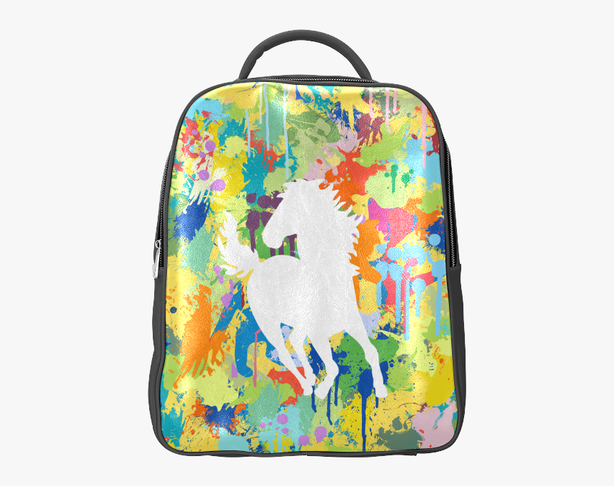 White Horse Shape Template Colorful Splat Popular Backpack - Laptop Bag, HD Png Download, Free Download