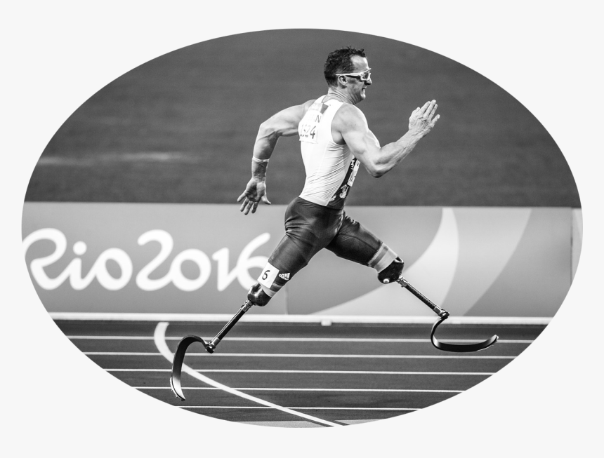 Athlete With Prosthetic Legs Running At Paralympic - Amputee Prosthetic Legs, HD Png Download, Free Download