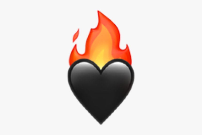 Follow @iphone Stick For Follow - Black Fire Heart Emoji, HD Png Download, Free Download