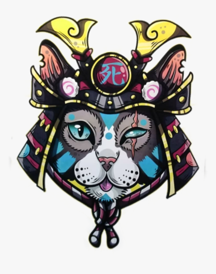 Stickergang Samurai Cat Chicks Dig Scars Ronin Slave - Cat Samurai Sticker, HD Png Download, Free Download