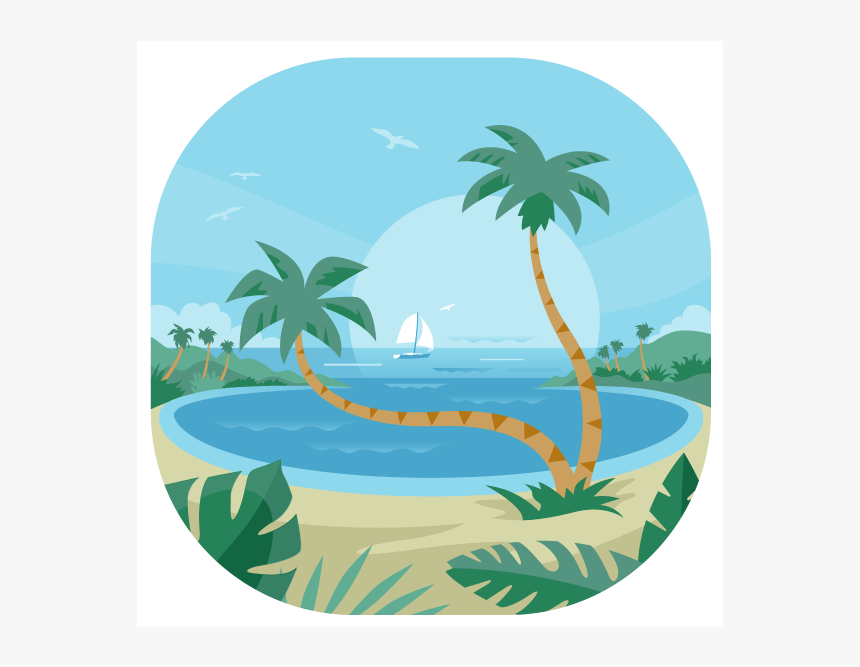 Dream Palms Vector Illustration Flat Tropical Beach - Vacation, HD Png Download, Free Download