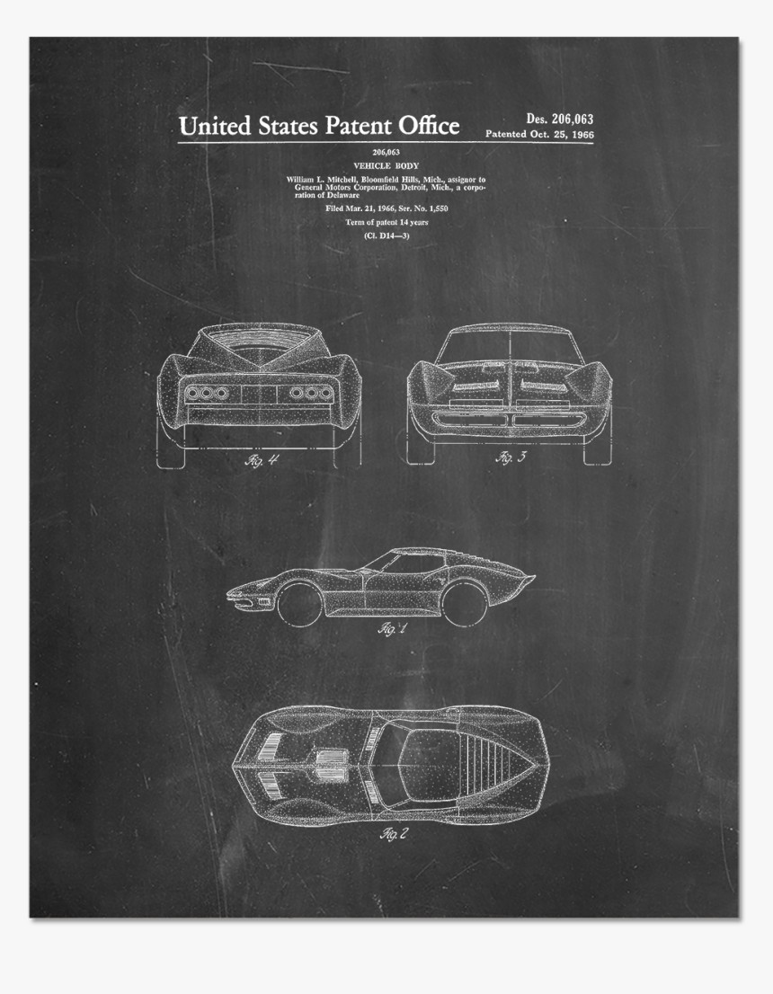 1966 Corvette Mako Shark Ii Patent - Peugeot, HD Png Download, Free Download