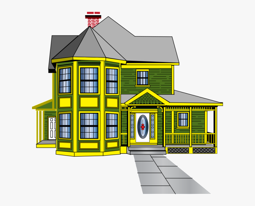 Cottage Clipart Simple House - Green And Yellow House, HD Png Download, Free Download