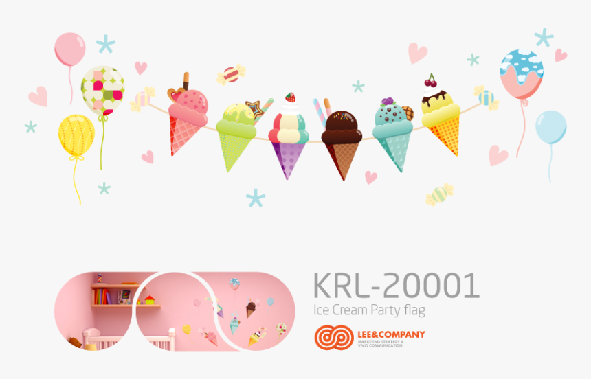 Collaboration Design Ice Cream Party Flag - Ice Cream Cone, HD Png Download, Free Download