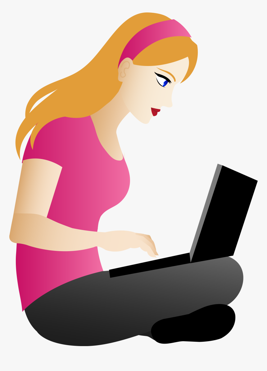 Women On Laptop Clipart, HD Png Download, Free Download