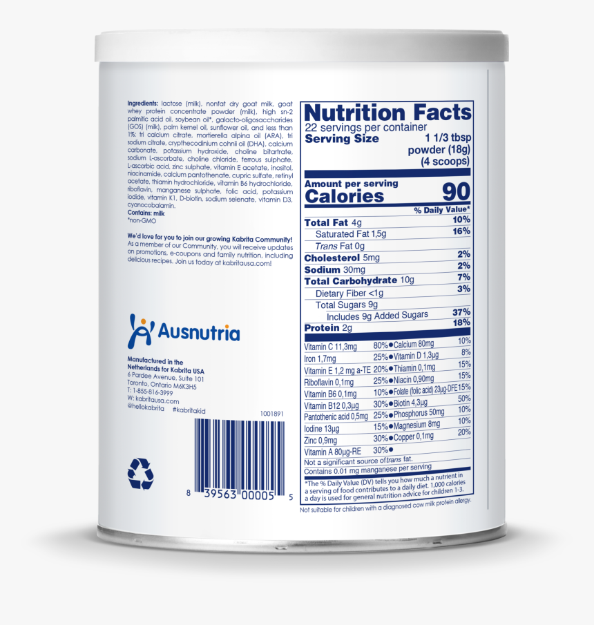 Kabrita Goat Milk-based Toddler Formula, Powder - Kabrita 1 Nutrition Facts, HD Png Download, Free Download