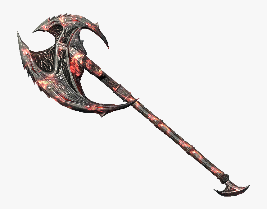 Daedricbattleaxeoffire - Dragon Battle Axe Png, Transparent Png, Free Download