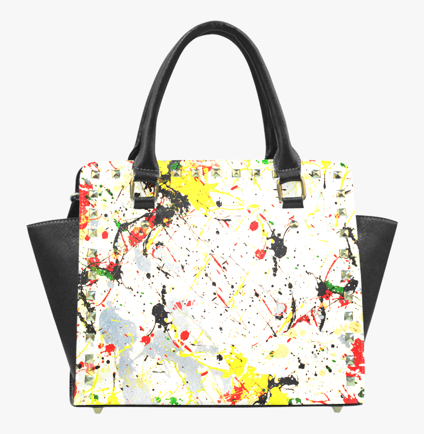 Yellow & Black Paint Splatter Rivet Shoulder Handbag - Artist Apron With Paint, HD Png Download, Free Download