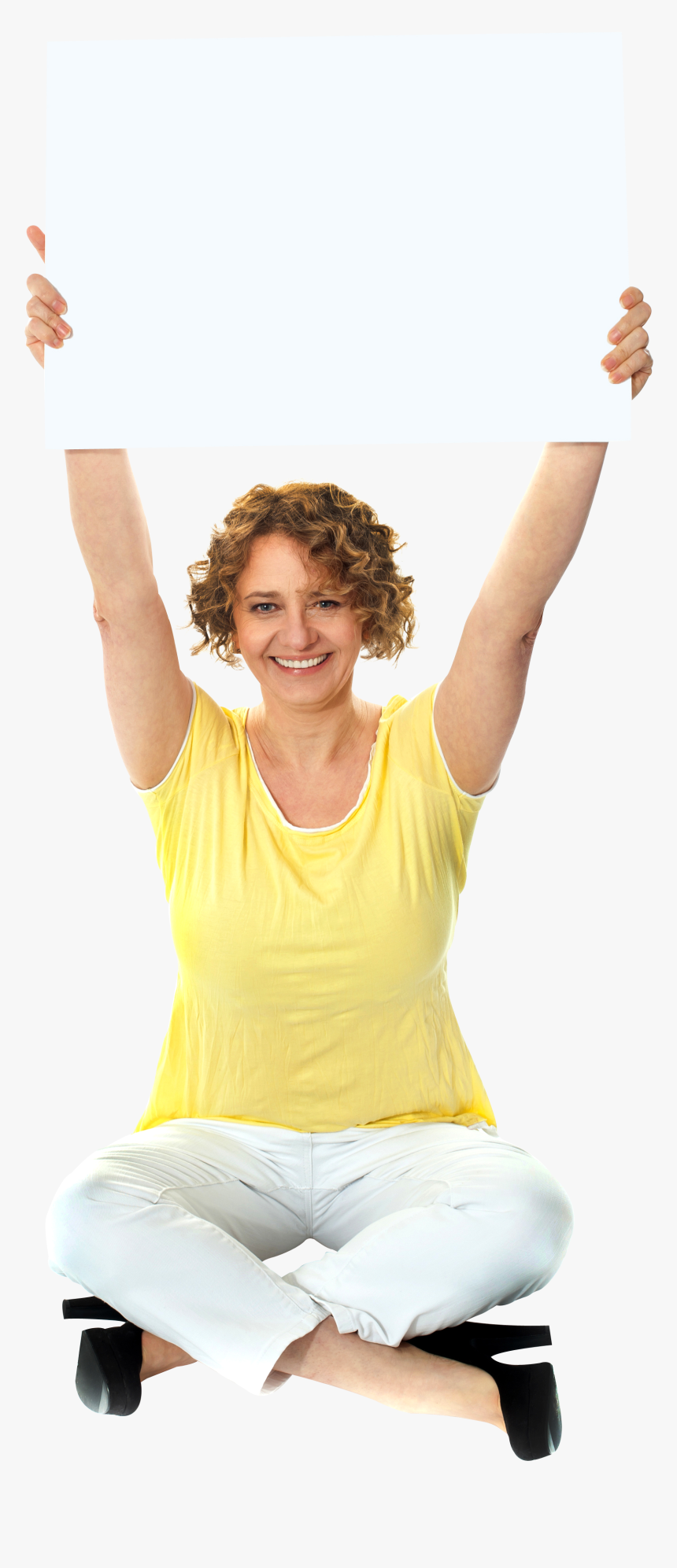 Women Holding Banner Royalty-free Png Photo - Woman Holding Sign Transparent Background, Png Download, Free Download