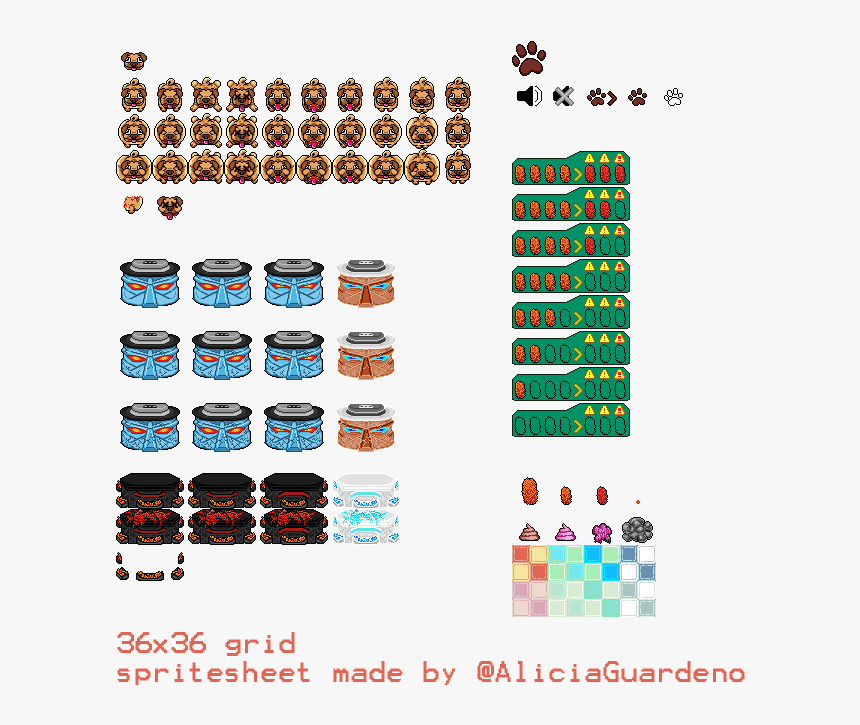 Spritesheet V2 - Pug Pixel Art Sprite Sheet, HD Png Download, Free Download