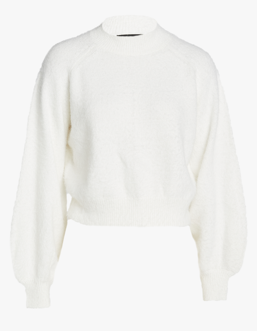 Bell Sleeve Fluffy Knit In Colour Cloud Dancer - Sweater, HD Png ...