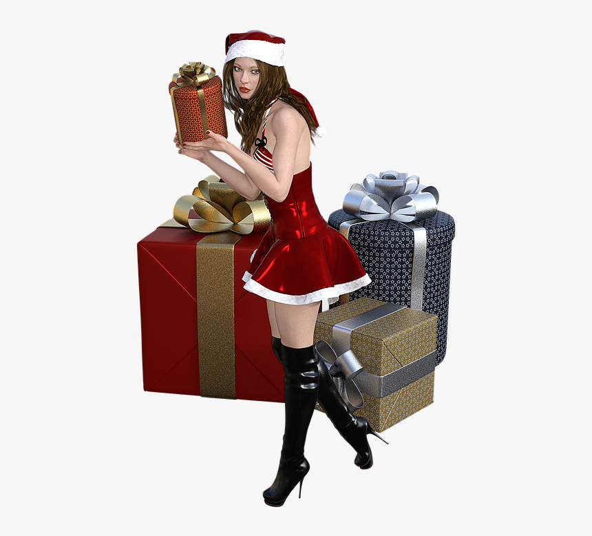 Santa Presents Woman, HD Png Download, Free Download