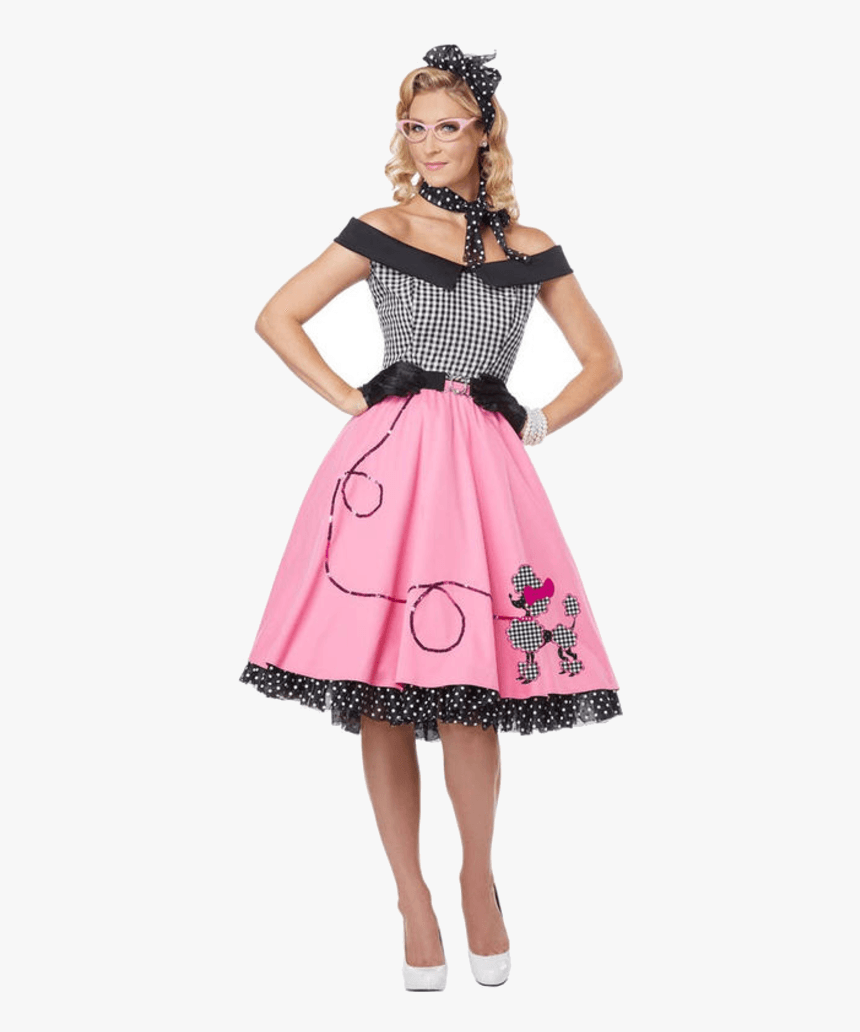 1950s Poodle Skirt Costume Party Sock Hop - Pink Ladies Grease Outfits, HD Png Download, Free Download