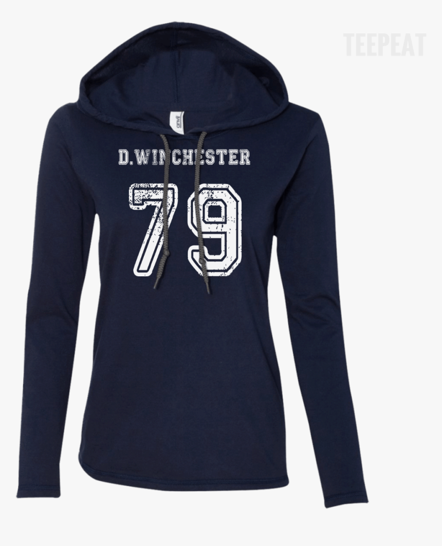 Customcat Apparel Ladies Ls T-shirt Hoodie / Navy/dark - Hoodie, HD Png Download, Free Download