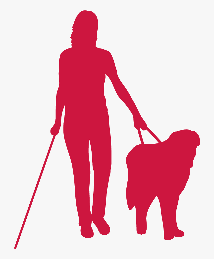 Blind Woman And Dog Red - 傷 殘 人 剪影 矢量, HD Png Download, Free Download