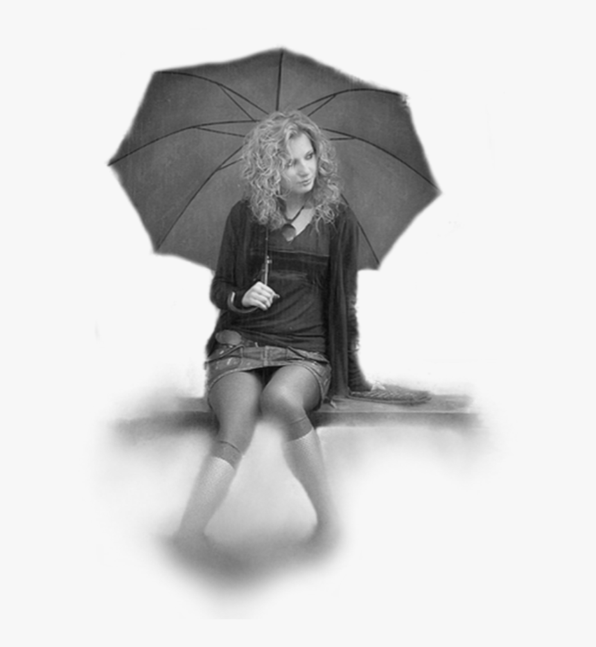 #girl #sitting #umbrella #women #grey - Girl Sitting Png With Umbrella, Transparent Png, Free Download