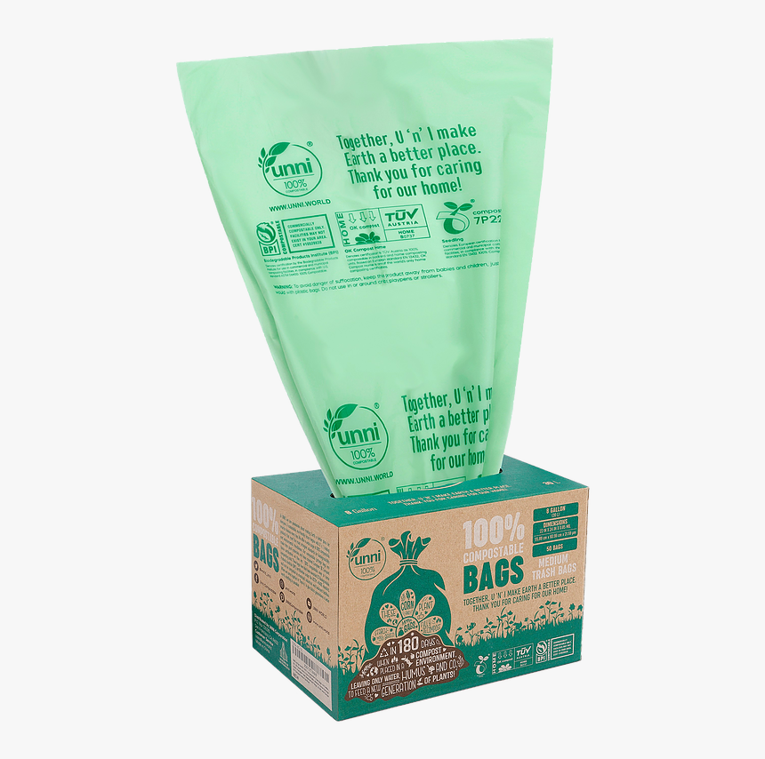 Unni Astm6400 Certified 100% Compostable Bags 13 Gallon, HD Png Download, Free Download