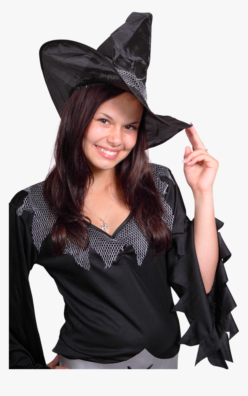 Young Witch Girl On Starry Halloween Night Png Image - Png Sexy Girl Halloween, Transparent Png, Free Download