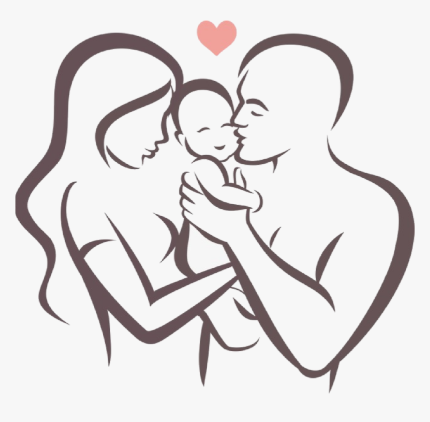 #silhouette #couple #couplesilhouette #family #familysillouette - Family Drawing, HD Png Download, Free Download