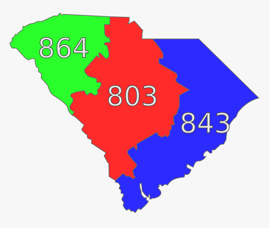 The Traditional Three Area Codes In South Carolina - South Carolina Flag Map, HD Png Download, Free Download