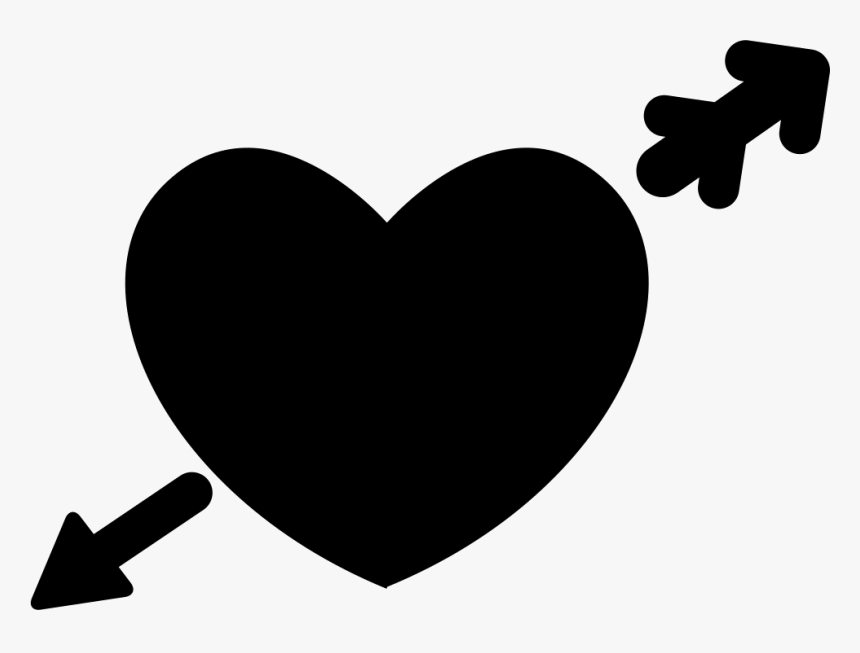 Heart In Love With Cupid Arrow - Corazon Con Flecha Silueta, HD Png Download, Free Download