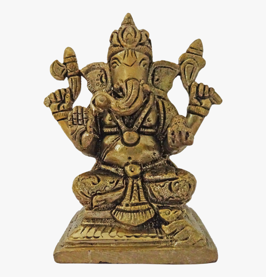 Brass Valamburi Vinayagar Statue, 3 X 4 Inch, Vgo Cart,3x4inch,handmade - Bronze Sculpture, HD Png Download, Free Download