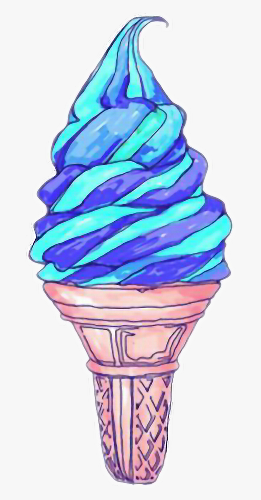 #helado #icecream #azul #blue #heladoazul #emoji #emojis - Blue Ice Cream Drawing, HD Png Download, Free Download