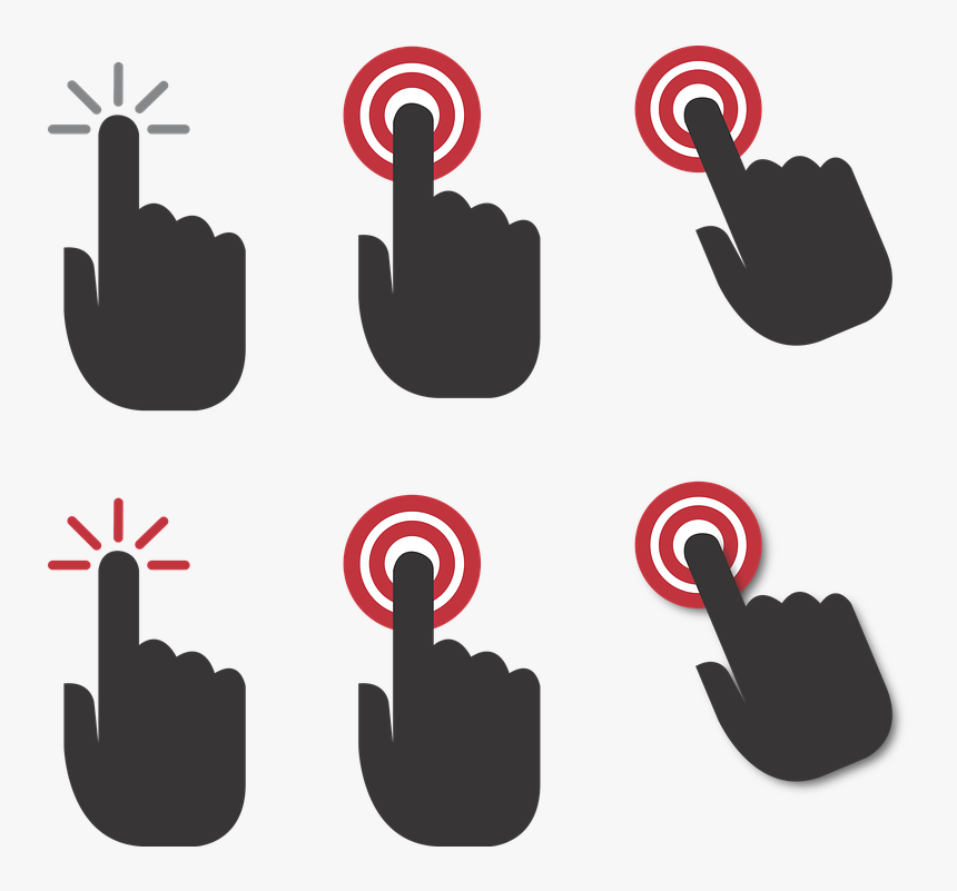 Hand, Click, Click Here, Finger, Touch, Click Icon - Transparent Background Hand Click Icon, HD Png Download, Free Download