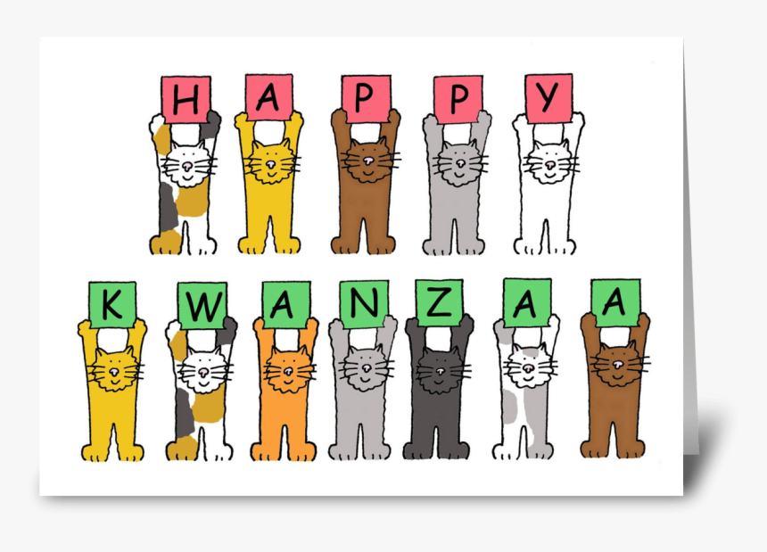 Happy Kwanzaa, Cute Cartoon Cats - Greeting Card, HD Png Download, Free Download