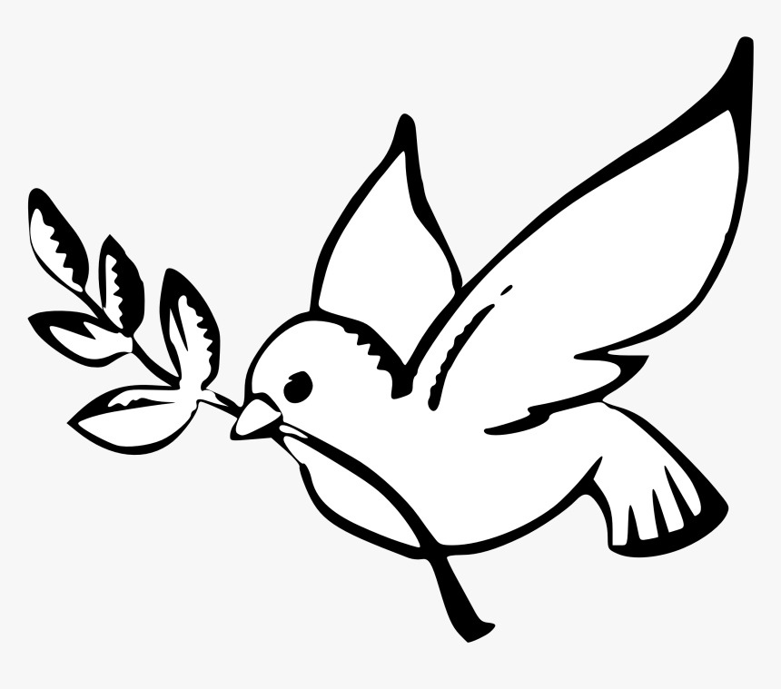 Dove Peace Black White Line Art Christmas Xmas Peace - Peace Dove, HD Png Download, Free Download