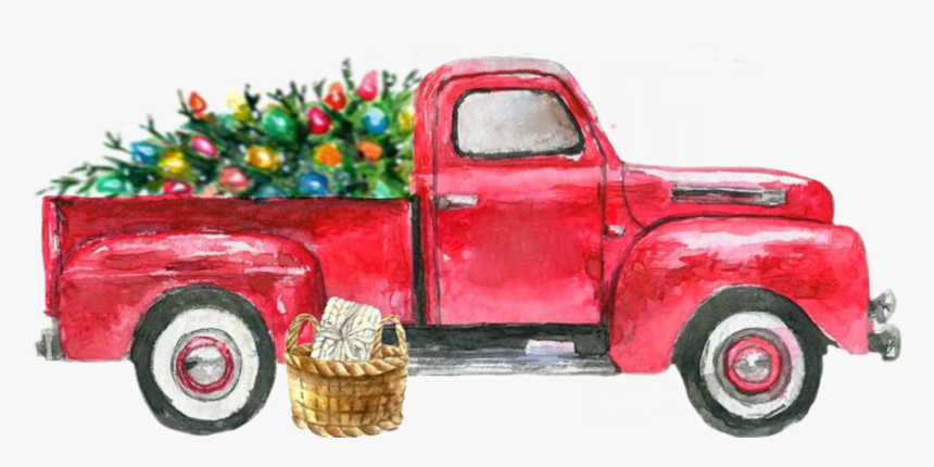 #watercolor #truck #christmas #ford #chevy #christmastruck - Ford Truck Christmas Watercolor, HD Png Download, Free Download