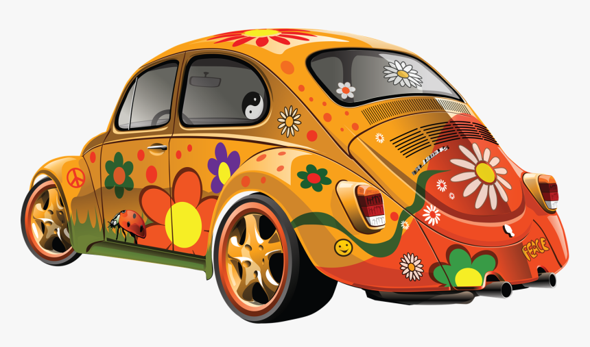 Hippie Beetle Car , Png Download - Hippie Car Png, Transparent Png, Free Download