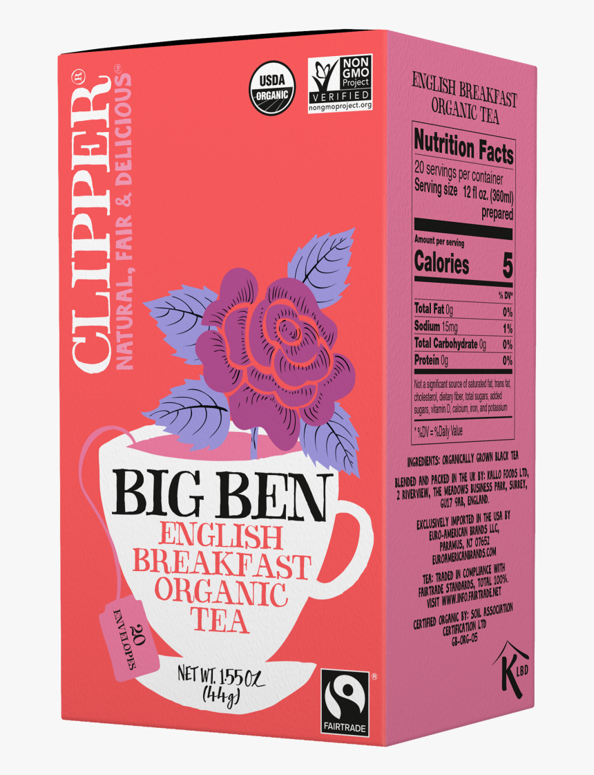 Big Ben English Breakfast Tea Organic Fairtrade - Clipper Strawberry Fields Tea, HD Png Download, Free Download