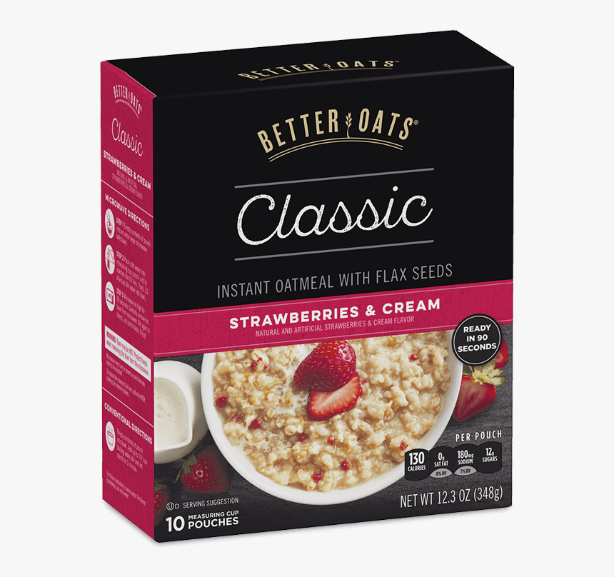 Better Oats Classic Strawberries & Cream Instant Oatmeal - Better Oats Instant Oatmeal, HD Png Download, Free Download