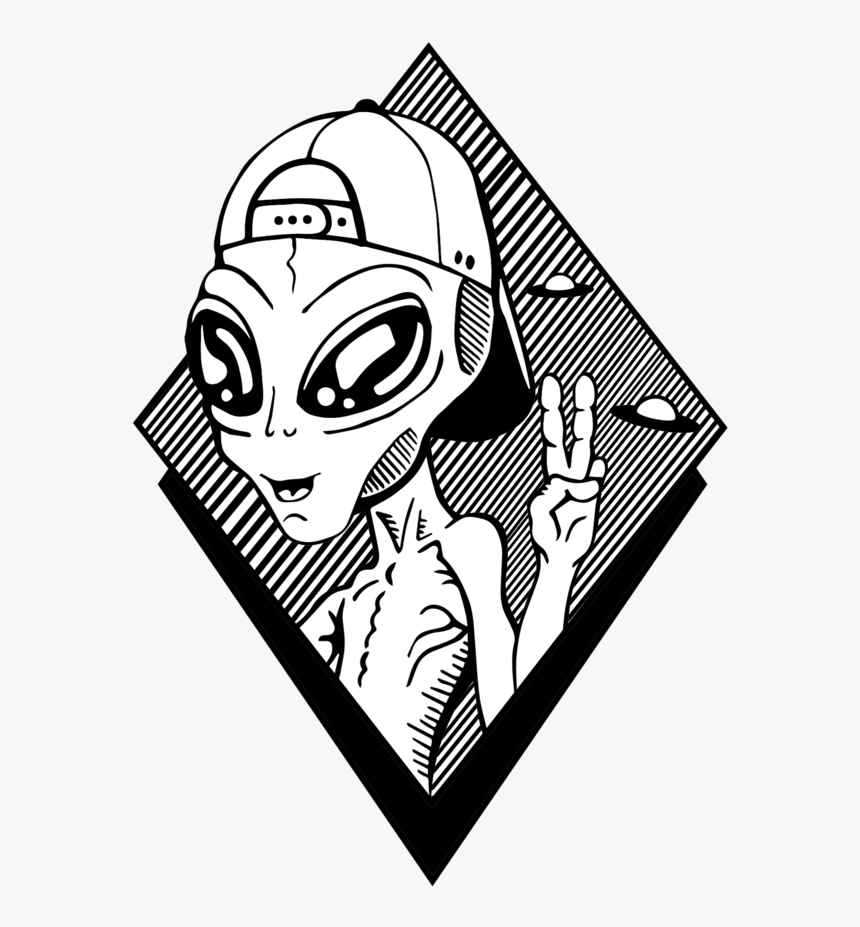 Black Alien Graphic T-shirt - Alien Image Black And White, HD Png Download, Free Download