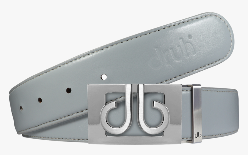 Full Grain Leather Belt In Grey With Silver ‘db’ Thru - Belt, HD Png Download, Free Download