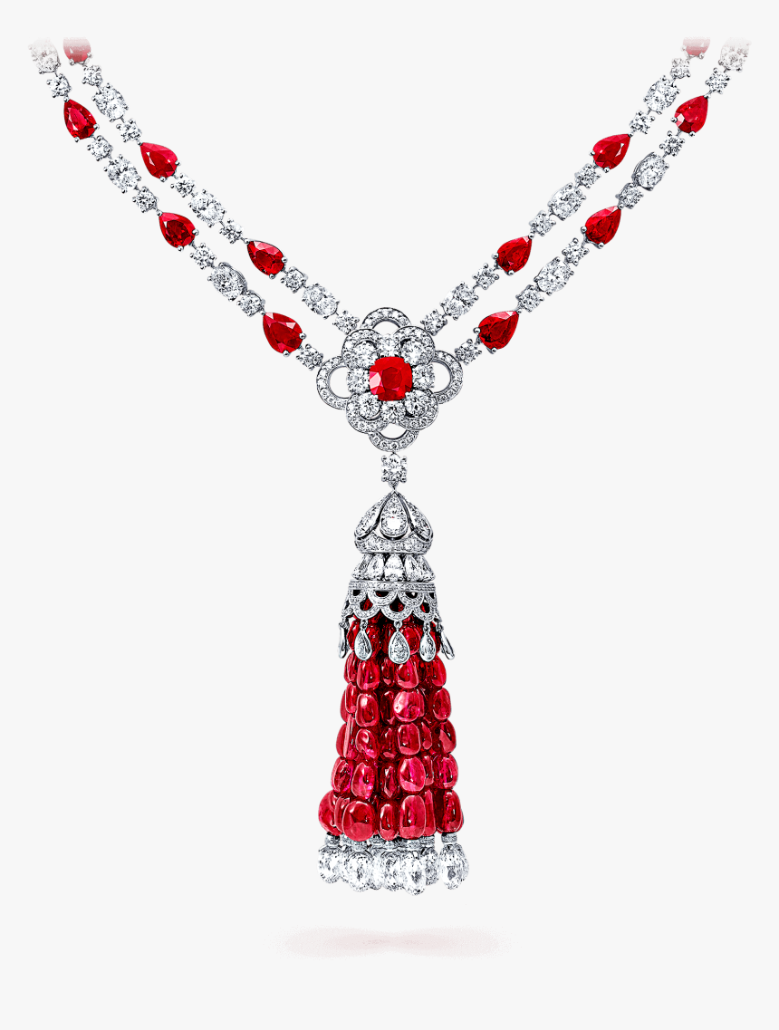 Ruby Tassel And Diamond Necklace - Necklace, HD Png Download, Free Download