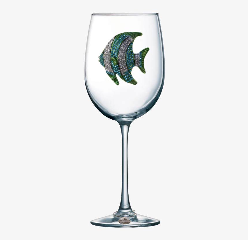 Turquoise Tropical Fish Jeweled Stemmed Wine Glass - Wine Glass With Pearl, HD Png Download, Free Download