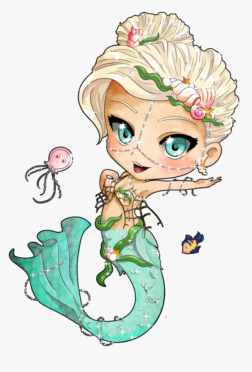 Chibi Cute Mermaid Png Clipart , Png Download - Mermaid Chibi Png, Transparent Png, Free Download