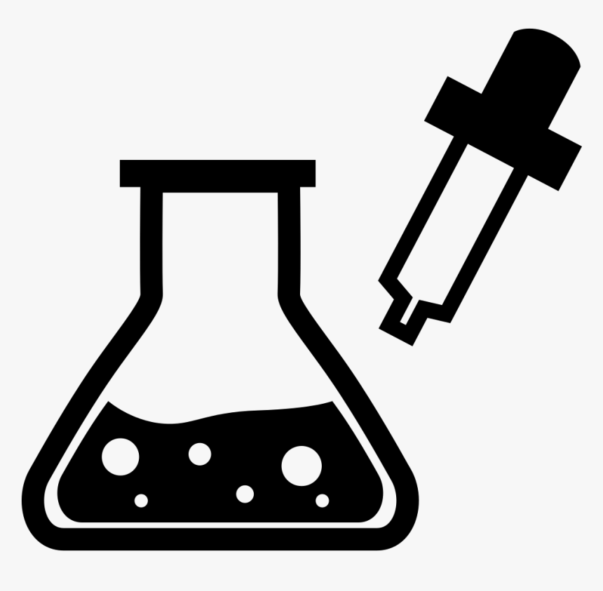 Flask With Liquid And A Dropper - Experiments Clipart Black And White, HD Png Download, Free Download