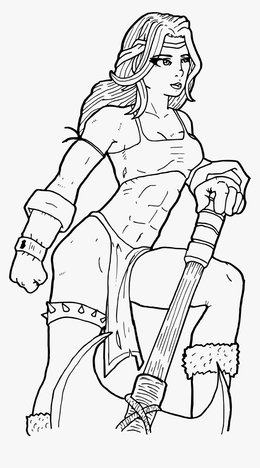 Muscle Woman Line Art, HD Png Download, Free Download