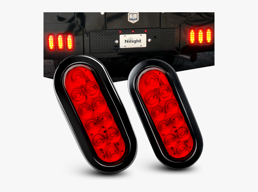 Partsam 2 Pcs 6 Inch Red Oval Led Trailer Tail Lights - Flush Mount Led Tail Lights, HD Png Download, Free Download