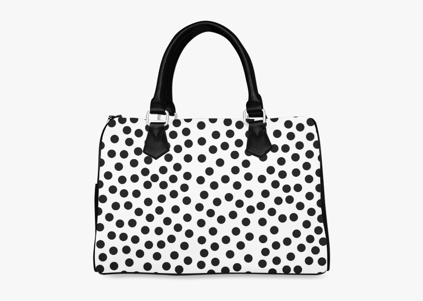 Black Polka Dot Design Boston Handbag - Katoen Zwart Wit Dots, HD Png ...