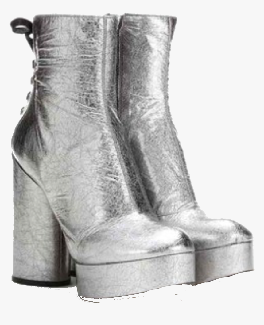 Silver Metallic Platform Bootie, HD Png Download, Free Download