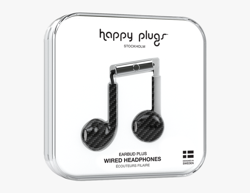 Earbud Plus Carbon Fiber - Happy Plugs Black, HD Png Download, Free Download