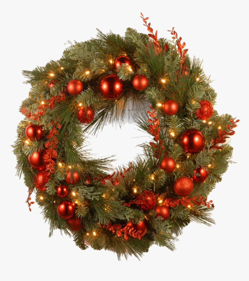 Red Christmas Wreath Png Free Download - Christmas Wreath, Transparent Png, Free Download